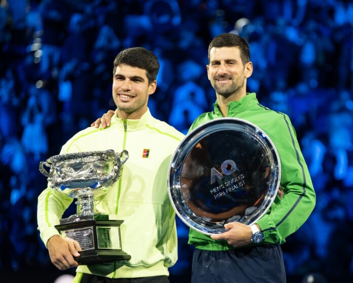 Australia Open 2026 Final Trophy - Alcaraz and Djokovic