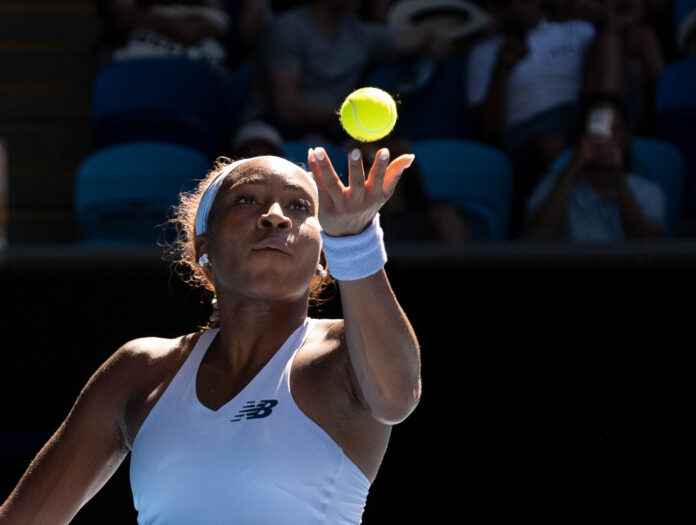 Coco Gauff Serving at the Australian Open 2026