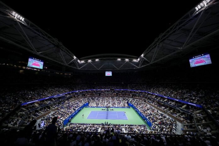 US Open Arthur Ashe Stadium at Night