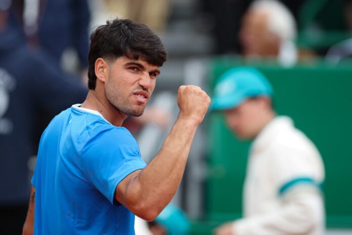 Carlos Alcaraz of Spain at the Monte Carlo Tennis Tournament