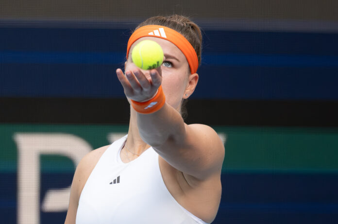 Karolina Muchova Serving at the Miami Open 2026