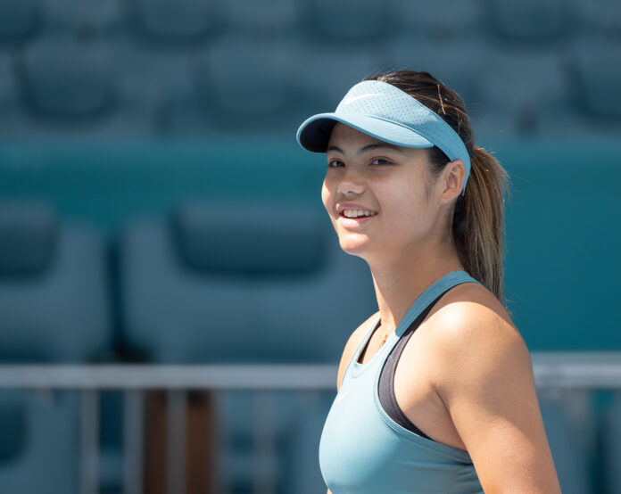 Emma Raducanu at the Miami Open Smiling
