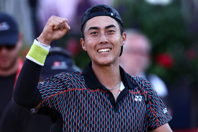 Australia's Rinky Hijikata celebrates winning at HSBC