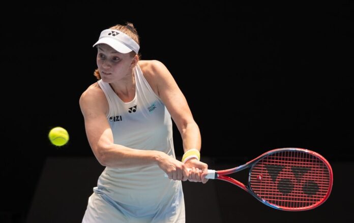 Elena Rybakina eys a backhand return at the Australian Open 26