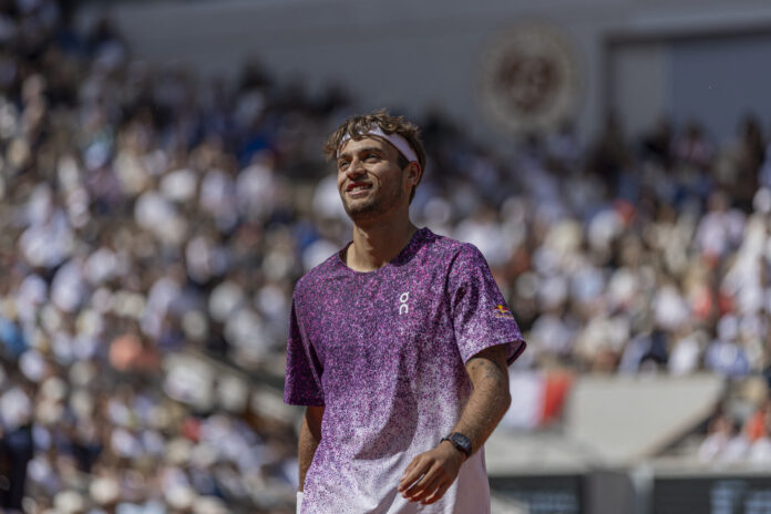 Flavio Cobolli during the match at the Roland Garros