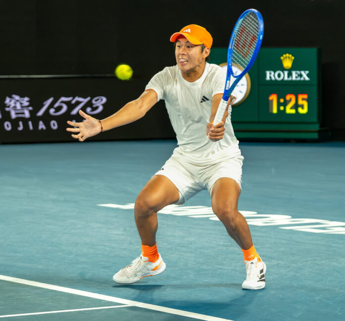 Learner Tien during the Australian Open 2026 outdoor hard court