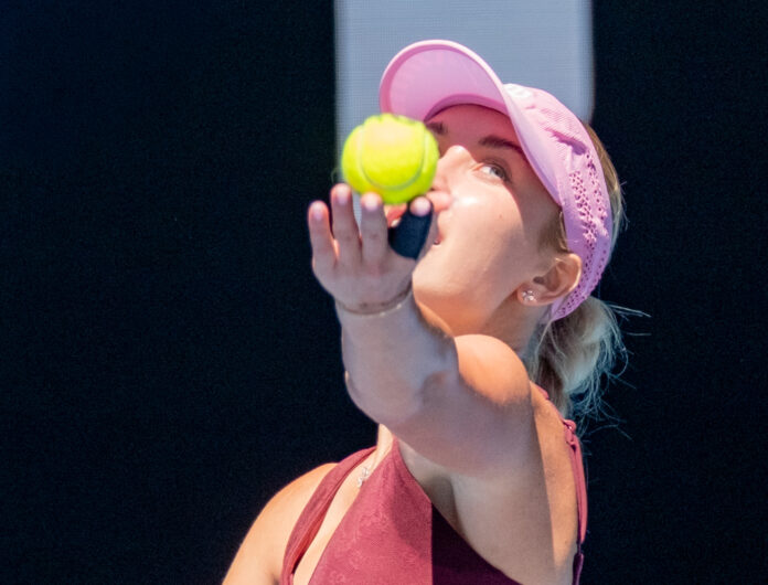 Anastasia Potapova ready to serve at the Australian Open 2026`