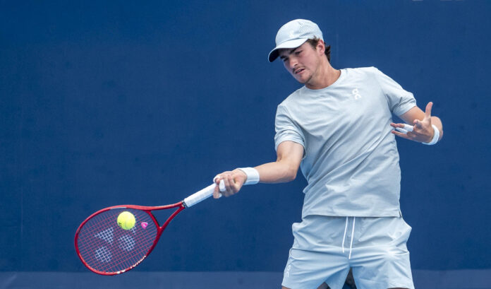 Joao Fonseca hits a low return at the Cincinnati Open 2026