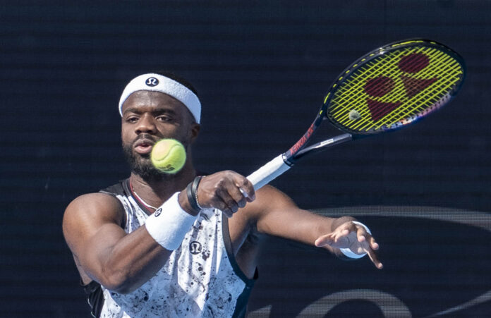 Frances Tiafoe hits a forehand return at the Cincinnati Open 2026