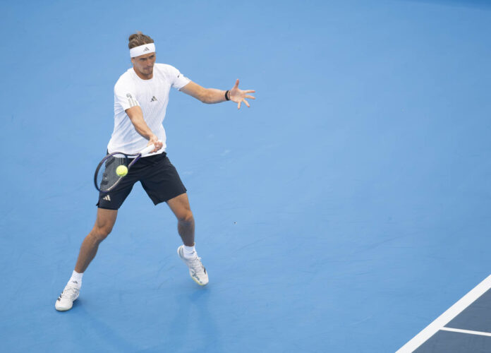 Zverev hits a return forehand at the Cincinnati Open 2026