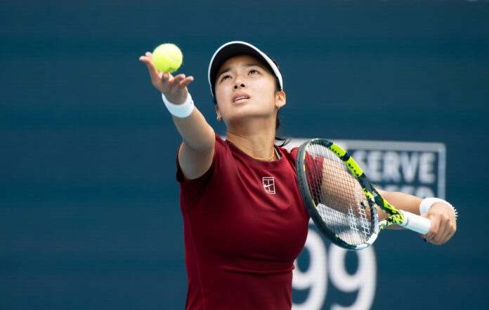 Alexandra Eala Serving at the Miami Open
