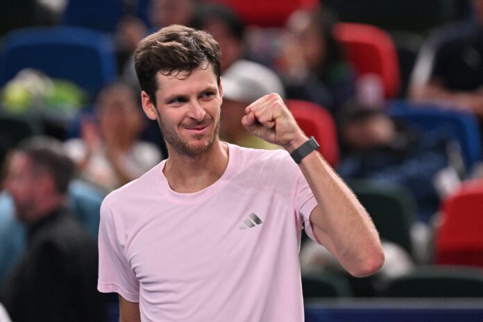 Poland's Hubert Hurkacz celebrates at the China Open 2026