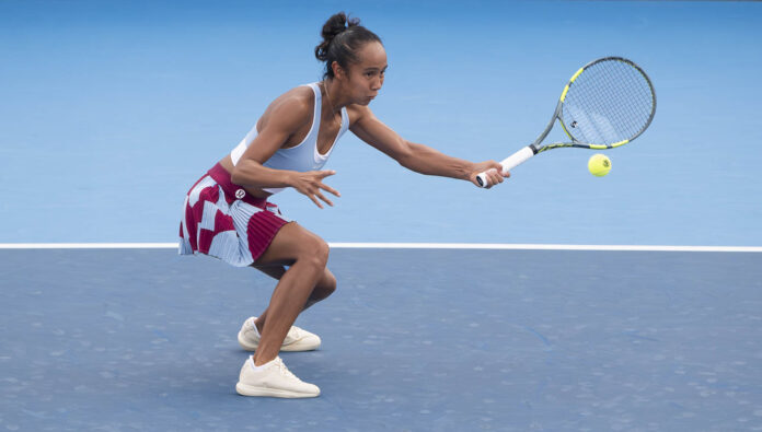 Leyla Fernandez hits a return at the Cincinnati Open 2026