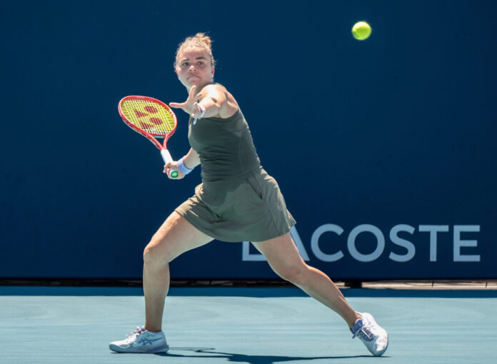 Jasmine Paolini from Italy about to hit a return at the Miami Open