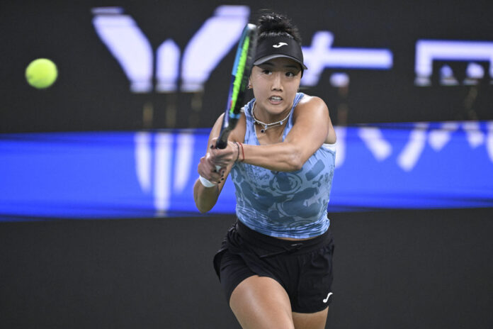 USA's Ann Li hits a return at the 2026 Wuhan Open